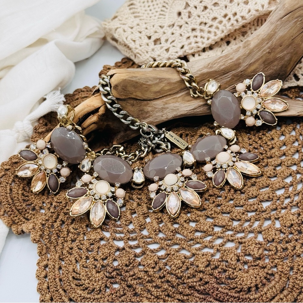 The Limited Statement Necklace Rhinestones Faceted Glass Beads